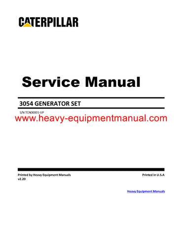 Download Caterpillar 3054 GENERATOR SET Full Complete Service Repair Manual TCN