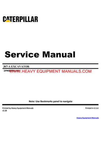 PDF Caterpillar 307 MINI HYD EXCAVATOR Service Repair Manual 2PM