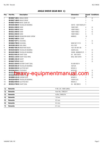 CLAAS VARIANT 280 RC BALER PARTS CATALOG MANUAL SN 73000005-73099999