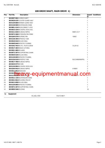 CLAAS VOLTO 800 800T 800TH TEDDER PARTS CATALOG MANUAL SN G5301001-G5309999