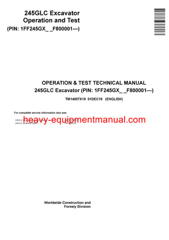 TM14057X19 - Pdf John Deere 245GLC Excavator Operation & Test Service Manual