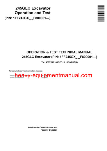 TM14057X19 - Pdf John Deere 245GLC Excavator Operation & Test Service Manual