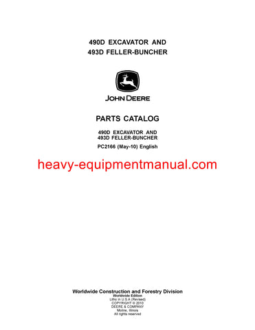 JOHN DEERE 490D, 493D EXCAVATOR PARTS CATALOG MANUAL PC2166