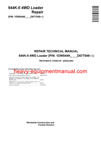 Download John Deere 4WD 544k-II Loader Service Repair Technical Manual TM14145X19