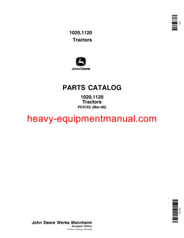 Download John Deere 1020 1120 Tractor Parts Manual PC4152