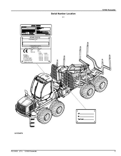 John Deere 1210G FT4 RL Forwarder Parts Manual PC13192