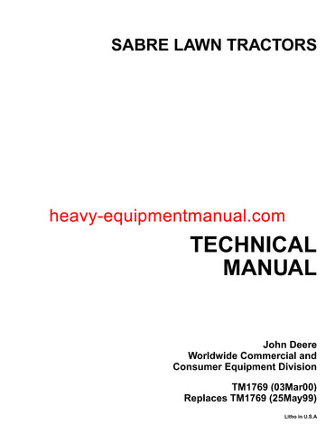 John Deere Sabre Lawn Tractor Mower Service Repair Technical Manual TM1769