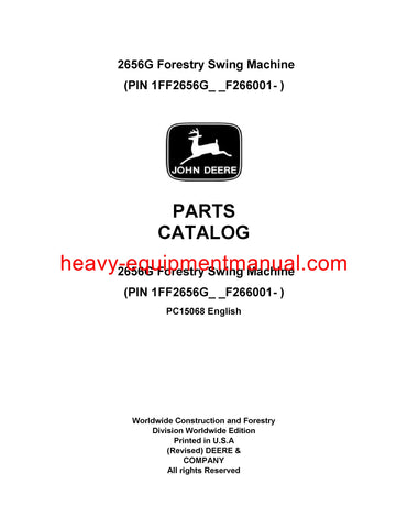 John Deere 2656G, 2656GLC Log Loader Parts Manual PC15068