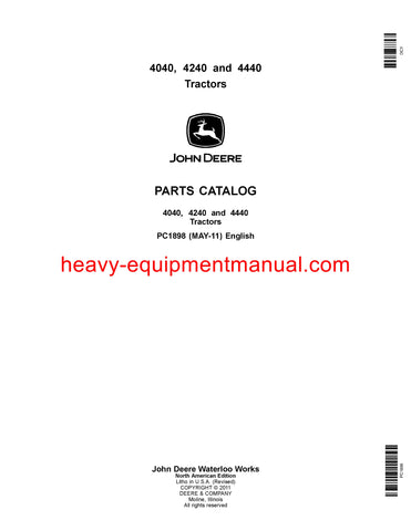 Download John Deere 4040 4240 4440 Tractor Parts Manual PC1898