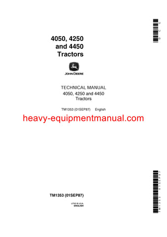 Download John Deere 4050 4250 4450 Tractor All Inclusive Technical Service Repair Manual TM1353