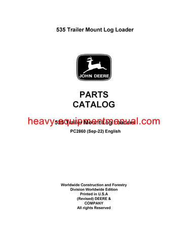 John Deere 535 Knuckleboom Loader Parts Manual PC2860