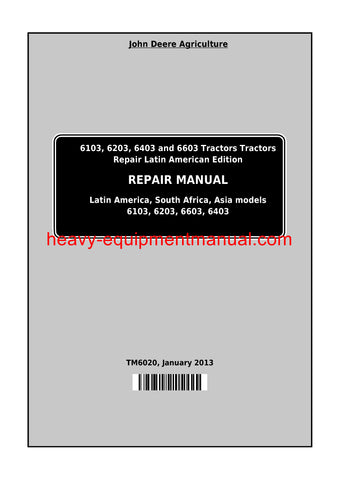 Download John Deere 6103 6203 6403 6603 Tractor Service Repair Technical Manual TM6020