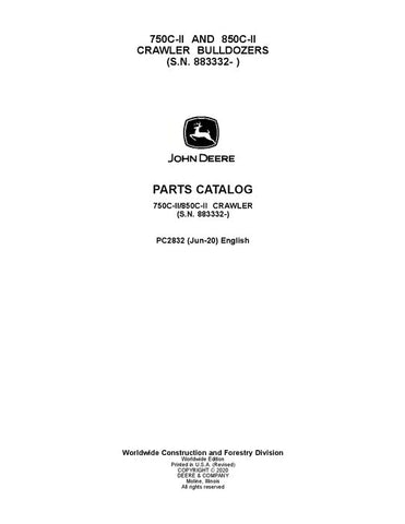 John Deere 750CII, 850CII Crawler Dozer Parts Manual PC2832 (S.N. 883332- )