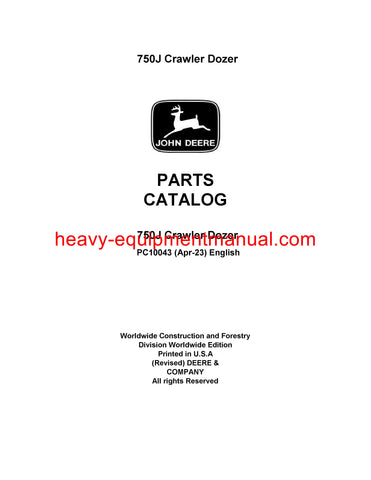 John Deere 750J Crawler Dozer Parts Manual PC10043 (S.N. 141344- )