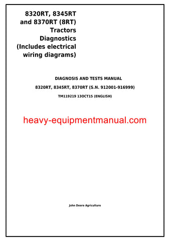 Download John Deere 8320RT 8345RT 8370RT 8RT Tractor Diagnosis and Test Service Manual TM119219