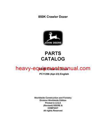 John Deere 850K Crawler Parts Manual PC11298