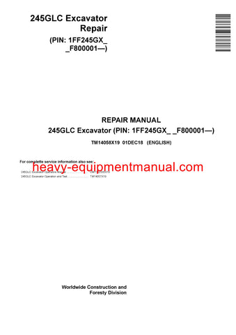 Download John Deere 245GLC Excavator Service Repair Technical Manual TM14058X19