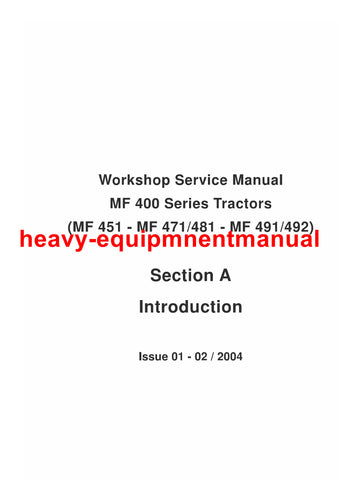 Massey Ferguson MF491 MF492 Tractor Service Repair Manual