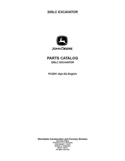 PC2561 - John Deere 200LC C Series Excavator Parts Manual