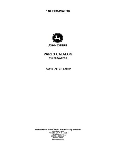 PC2665 - John Deere 110 Excavator Parts Manual