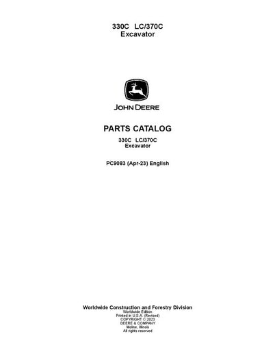 PC9083 - John Deere 330CLC 370C Excavator Parts Manual