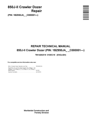 John Deere 850J-II (SN. C000001-) Crawler Dozer Service Technical Manual - TM14282X19