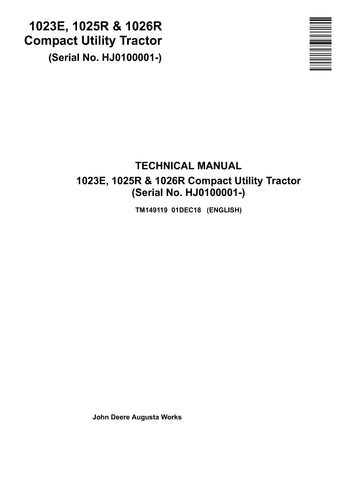 John Deere 1023E, 1025R, 1026R Compact Utility Tractor Service Manual Pdf - TM149119