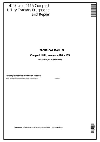 TM1984 - John Deere 4110 and 4115 Compact Utility Tractor Service Manual Download