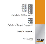 2011 Case SR SV Alpha Series Skid Steer Loader and TR TV Alpha Series Compact Track Loader Workshop Service Repair Manual