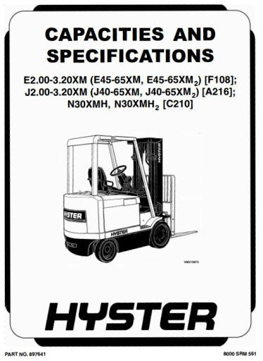 Hyster J40XM2, J50XM2, J60XM2, J65XM2 Forklift Truck A216 Series Workshop Service Repair Manual (USA)