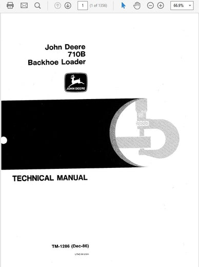 JOHN DEERE 710B BACKHOE LOADER TECHNICAL SERVICE MANUAL TM1286