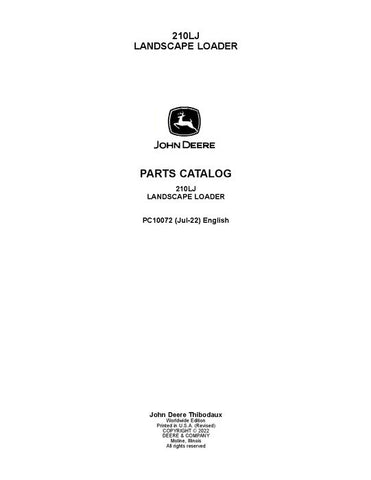 John Deere 210LJ J Series Loader Parts Manual PC10072