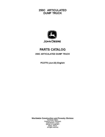 John Deere 250C C Series Articulated Dump Truck Parts Manual PC2775