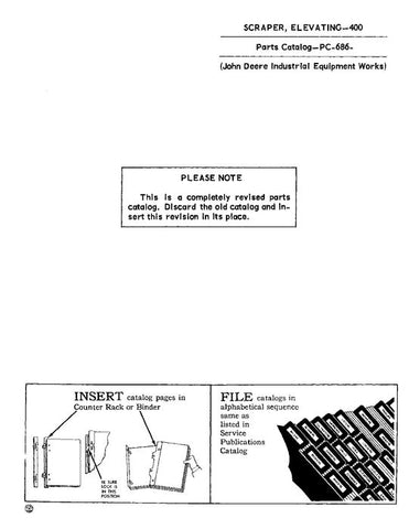 John Deere 400 Series Scraper Parts Manual PC686