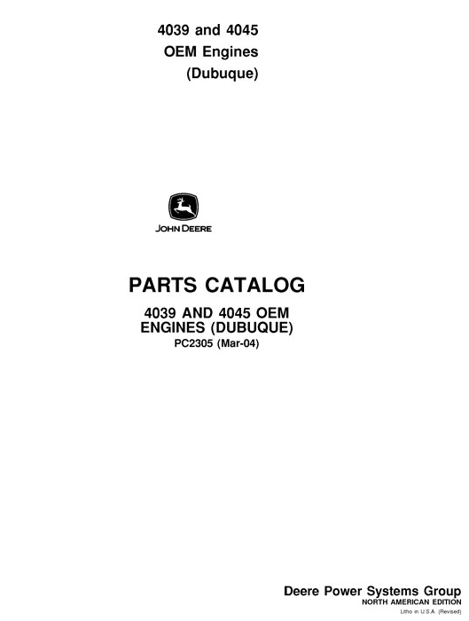 John Deere 4039, 4045 OEM Engines Parts Catalog PDF