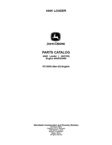 John Deere 444K K Series Loader Parts Manual PC10055