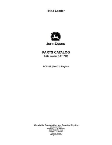 John Deere 544J J SERIES Loader Parts Manual PC9339