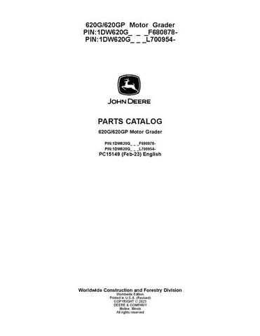 John Deere 620G Motor Grader Parts Manual PC15149