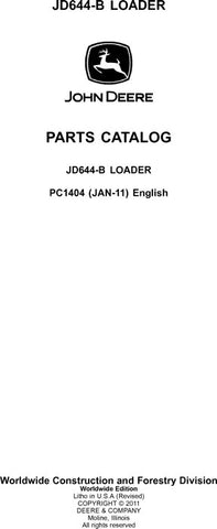 John Deere 644B B Series Loader Parts Manual PC1404