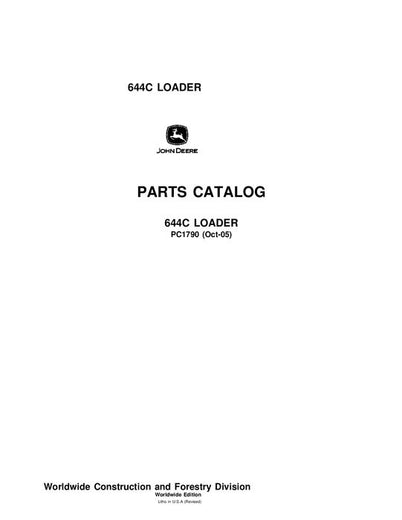 John Deere 644C C Series Loader Parts Manual PC1790