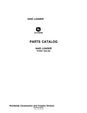 John Deere 644D D Series Loader Parts Manual PC2061