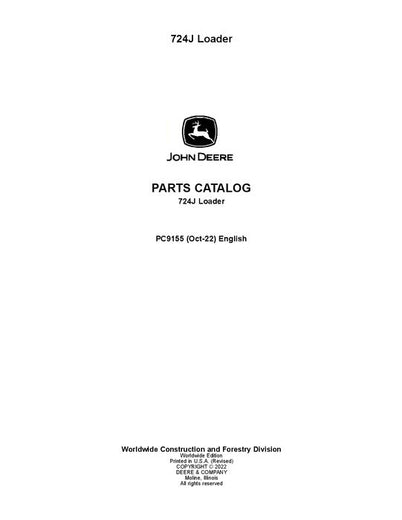 John Deere 724J J Series Loader Parts Manual PC9155