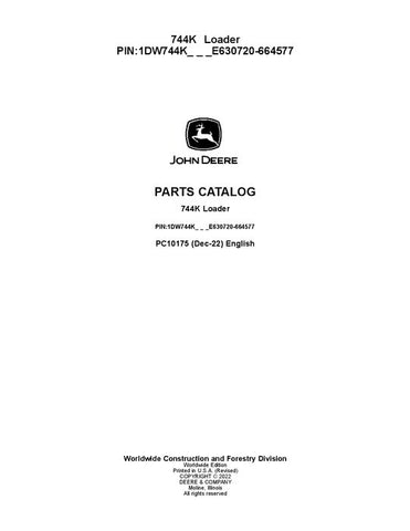 John Deere 744K K Series Loader Parts Manual PC10175