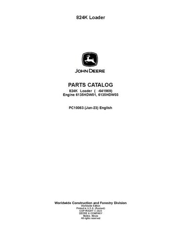 John Deere 824K K Series Loader Parts Manual PC10063