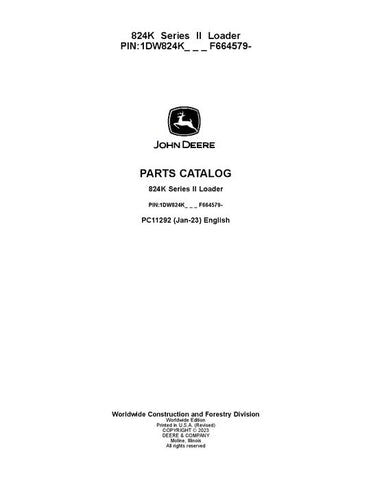 John Deere 824K Series I K Series Loader Parts Manual PC11292 