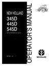 New Holland 345D 445D 545D Tractor Operator's Manual 86570567 