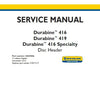 New Holland 416 419 Disc Header Service Repair Manual 48049006