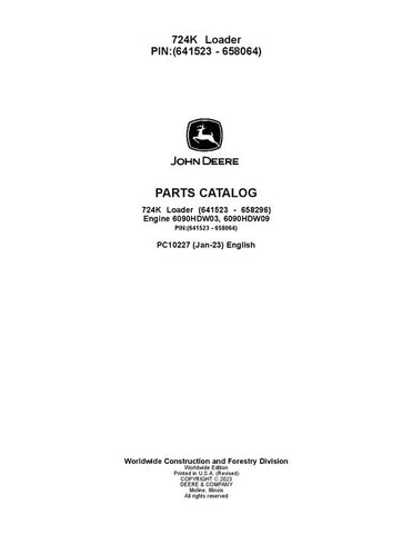 John Deere 724K K Series Loader Parts Manual PC10227